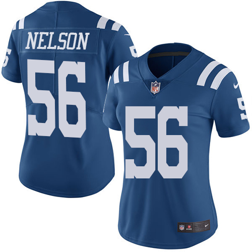 Nike Colts #56 Quenton Nelson Royal Blue Women's Stitched NFL Limited Rush Jersey