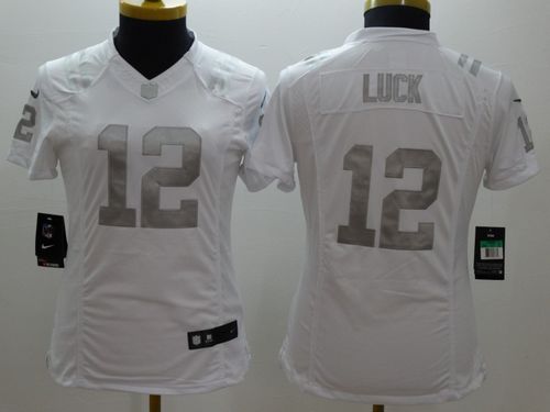Nike Colts #12 Andrew Luck White Women's Stitched NFL Limited Platinum Jersey