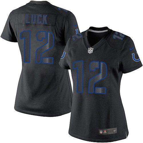 Nike Colts #12 Andrew Luck Black Impact Women's Stitched NFL Limited Jersey