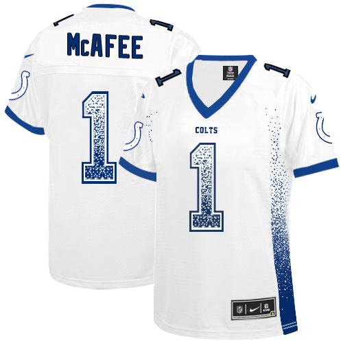 Nike Colts #1 Pat McAfee White Women's Stitched NFL Elite Drift Fashion Jersey