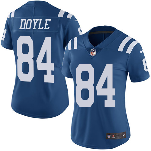 Nike Colts #84 Jack Doyle Royal Blue Women's Stitched NFL Limited Rush Jersey