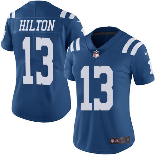 Nike Colts #13 T.Y. Hilton Royal Blue Women's Stitched NFL Limited Rush Jersey