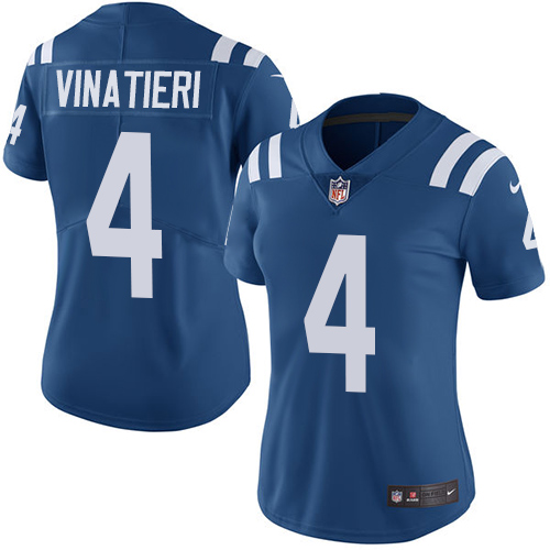 Nike Colts #4 Adam Vinatieri Royal Blue Team Color Women's Stitched NFL Vapor Untouchable Limited Jersey