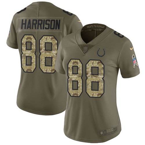 Nike Colts #88 Marvin Harrison Olive/Camo Women's Stitched NFL Limited 2017 Salute to Service Jersey
