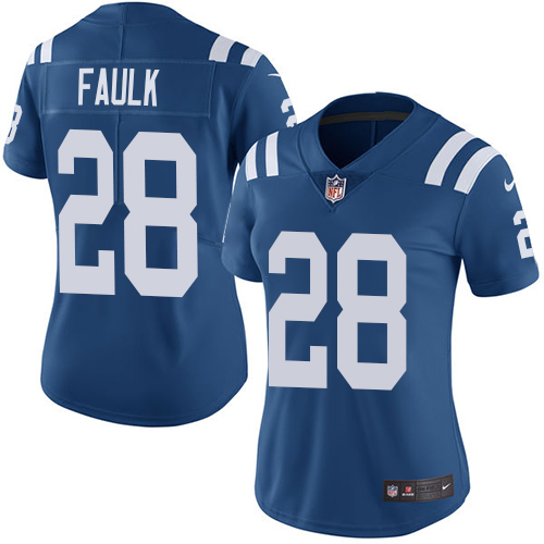 Nike Colts #28 Marshall Faulk Royal Blue Team Color Women's Stitched NFL Vapor Untouchable Limited Jersey