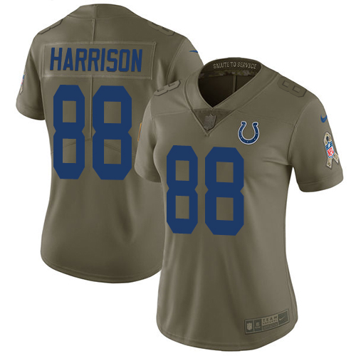 Nike Colts #88 Marvin Harrison Olive Women's Stitched NFL Limited 2017 Salute to Service Jersey
