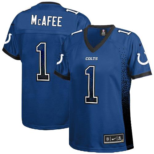 Nike Colts #1 Pat McAfee Royal Blue Team Color Women's Stitched NFL Elite Drift Fashion Jersey