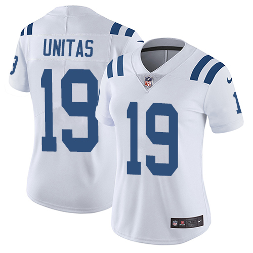 Nike Colts #19 Johnny Unitas White Women's Stitched NFL Vapor Untouchable Limited Jersey