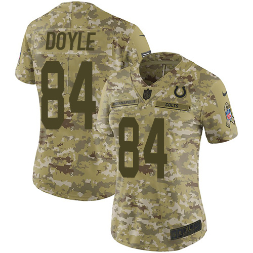 Nike Colts #84 Jack Doyle Camo Women's Stitched NFL Limited 2018 Salute to Service Jersey