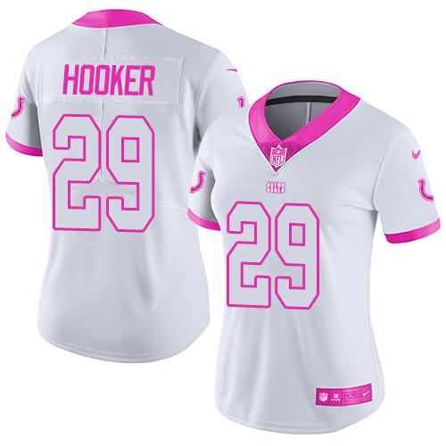 Nike Colts #29 Malik Hooker White/Pink Women's Stitched NFL Limited Rush Fashion Jersey