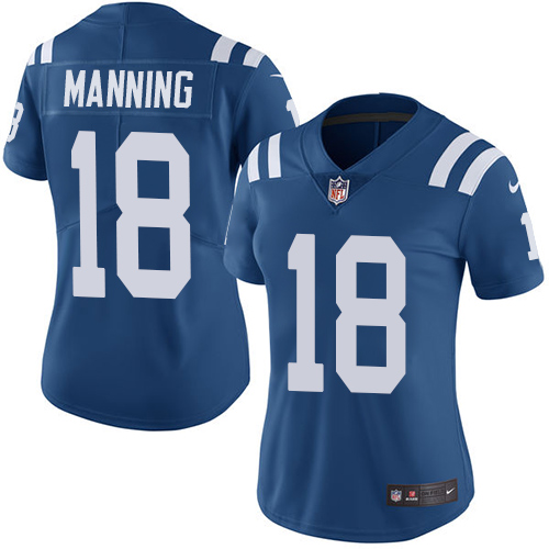 Nike Colts #18 Peyton Manning Royal Blue Team Color Women's Stitched NFL Vapor Untouchable Limited Jersey