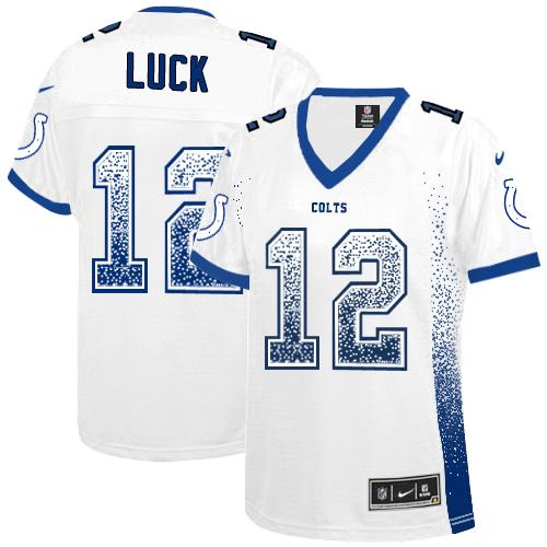 Nike Colts #12 Andrew Luck White Women's Stitched NFL Elite Drift Fashion Jersey