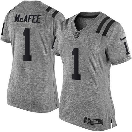 Nike Colts #1 Pat McAfee Gray Women's Stitched NFL Limited Gridiron Gray Jersey