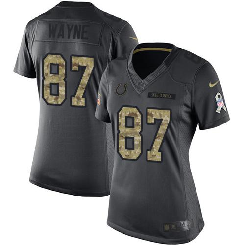Nike Colts #87 Reggie Wayne Black Women's Stitched NFL Limited 2016 Salute to Service Jersey