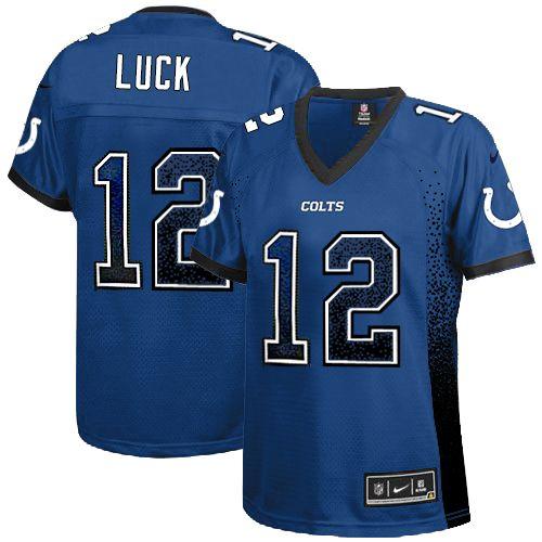 Nike Colts #12 Andrew Luck Royal Blue Team Color Women's Stitched NFL Elite Drift Fashion Jersey