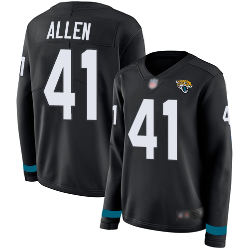 Nike Jaguars #41 Josh Allen Black Team Color Women's Stitched NFL Limited Therma Long Sleeve Jersey