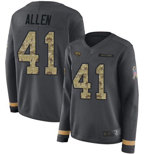 Nike Jaguars #41 Josh Allen Anthracite Salute to Service Women's Stitched NFL Limited Therma Long Sleeve Jersey