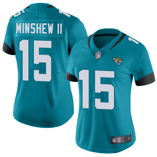 Nike Jaguars #15 Gardner Minshew II Teal Green Alternate Women's Stitched NFL Vapor Untouchable Limited Jersey