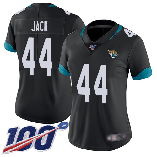 Nike Jaguars #44 Myles Jack Black Team Color Women's Stitched NFL 100th Season Vapor Limited Jersey