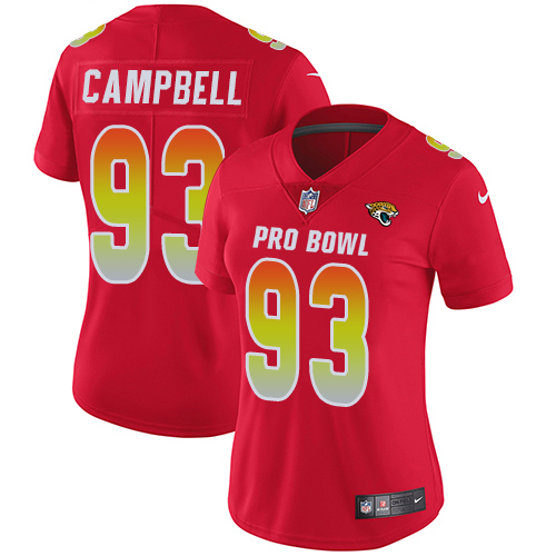 Nike Jaguars #93 Calais Campbell Red Women's Stitched NFL Limited AFC 2018 Pro Bowl Jersey