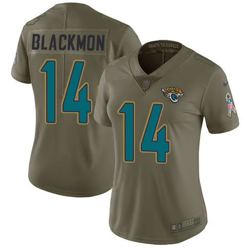 Nike Jaguars #14 Justin Blackmon Olive Women's Stitched NFL Limited 2017 Salute to Service Jersey
