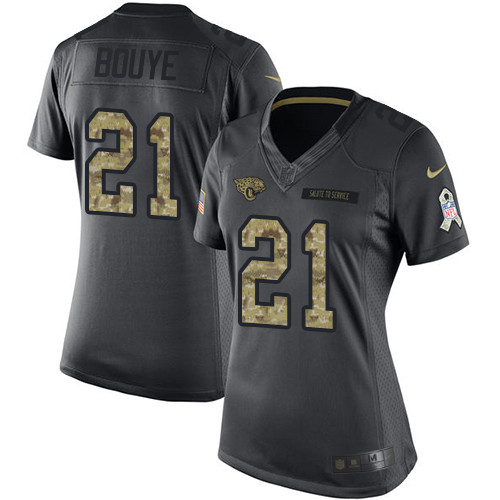 Nike Jaguars #21 A.J. Bouye Black Women's Stitched NFL Limited 2016 Salute to Service Jersey