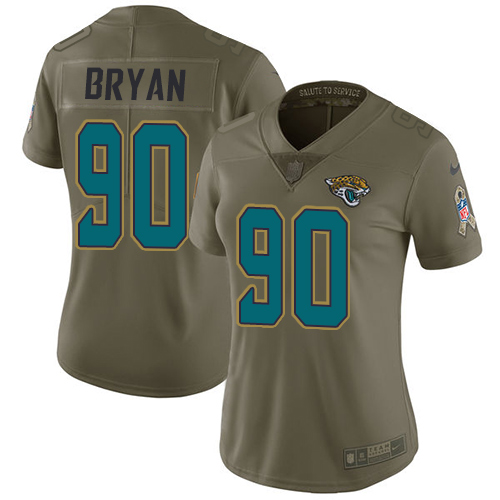 Nike Jaguars #90 Taven Bryan Olive Women's Stitched NFL Limited 2017 Salute to Service Jersey