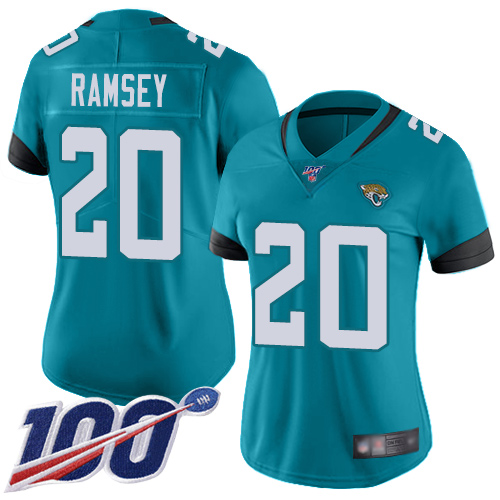 Nike Jaguars #20 Jalen Ramsey Teal Green Alternate Women's Stitched NFL 100th Season Vapor Limited Jersey