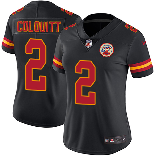 Nike Chiefs #2 Dustin Colquitt Black Women's Stitched NFL Limited Rush Jersey