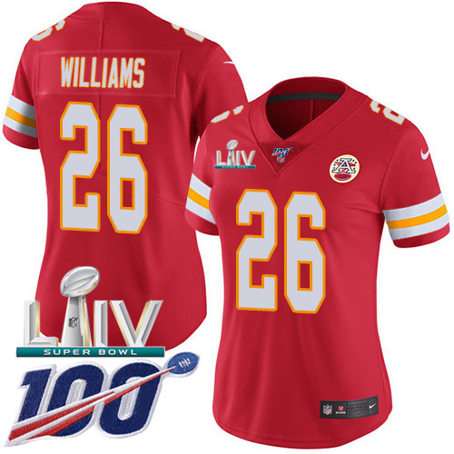 Nike Chiefs #26 Damien Williams Red Super Bowl LIV 2020 Team Color Women's Stitched NFL 100th Season Vapor Untouchable Limited Jersey