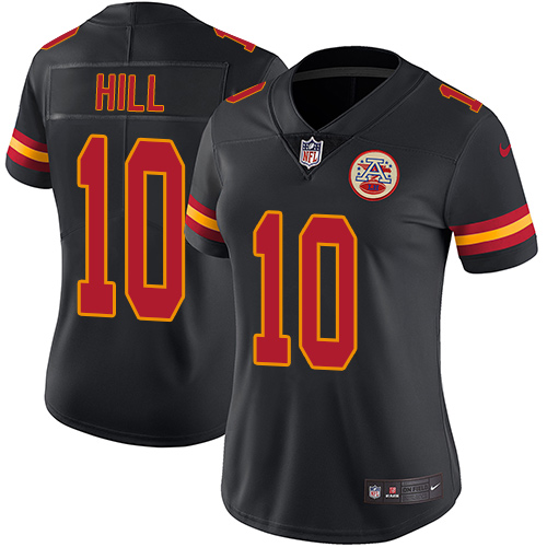 Nike Chiefs #10 Tyreek Hill Black Women's Stitched NFL Limited Rush Jersey