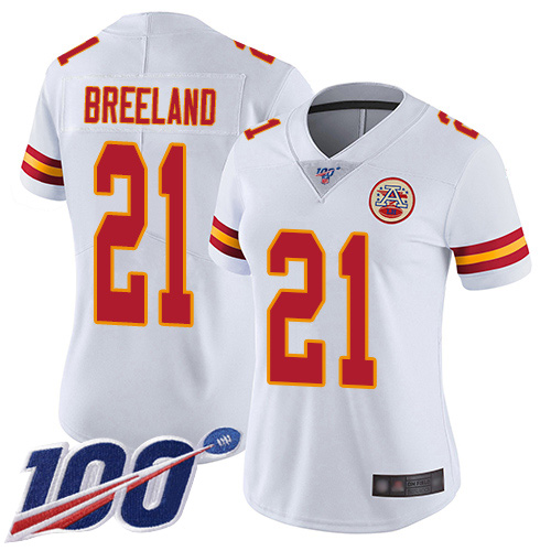 Nike Chiefs #21 Bashaud Breeland White Women's Stitched NFL 100th Season Vapor Limited Jersey