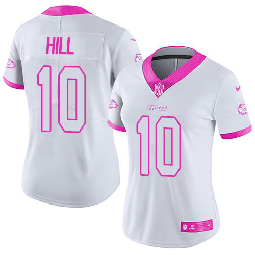 Nike Chiefs #10 Tyreek Hill White/Pink Women's Stitched NFL Limited Rush Fashion Jersey