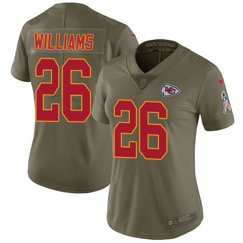 Nike Chiefs #26 Damien Williams Olive Women's Stitched NFL Limited 2017 Salute To Service Jersey