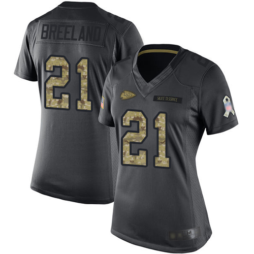 Nike Chiefs #21 Bashaud Breeland Black Women's Stitched NFL Limited 2016 Salute to Service Jersey
