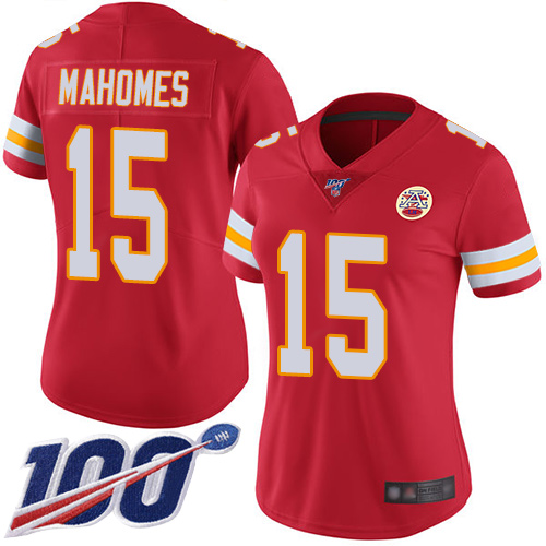Nike Chiefs #15 Patrick Mahomes Red Team Color Women's Stitched NFL 100th Season Vapor Limited Jersey