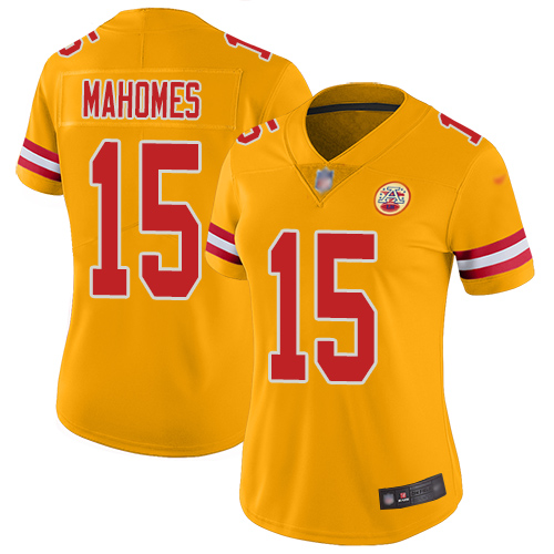 Nike Chiefs #15 Patrick Mahomes Gold Women's Stitched NFL Limited Inverted Legend Jersey