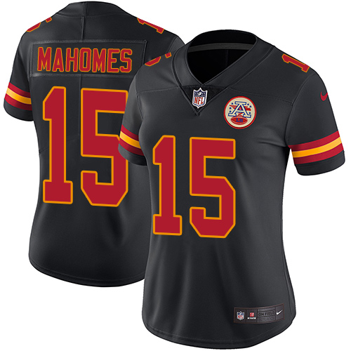 Nike Chiefs #15 Patrick Mahomes Black Women's Stitched NFL Limited Rush Jersey