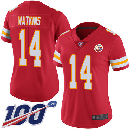 Nike Chiefs #14 Sammy Watkins Red Team Color Women's Stitched NFL 100th Season Vapor Limited Jersey