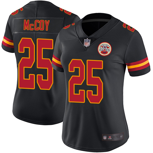 Nike Chiefs #25 LeSean McCoy Black Women's Stitched NFL Limited Rush Jersey