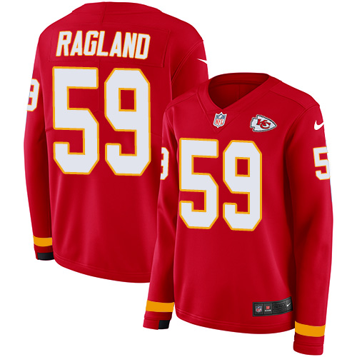 Nike Chiefs #59 Reggie Ragland Red Team Color Women's Stitched NFL Limited Therma Long Sleeve Jersey