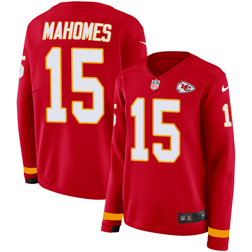 Nike Chiefs #15 Patrick Mahomes Red Team Color Women's Stitched NFL Limited Therma Long Sleeve Jersey