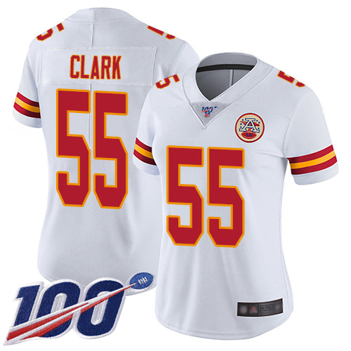 Nike Chiefs #55 Frank Clark White Women's Stitched NFL 100th Season Vapor Limited Jersey