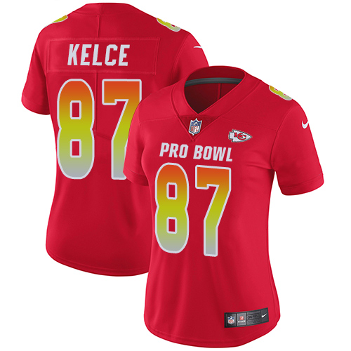 Nike Chiefs #87 Travis Kelce Red Women's Stitched NFL Limited AFC 2018 Pro Bowl Jersey