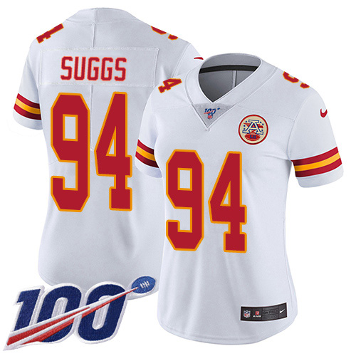 Nike Chiefs #94 Terrell Suggs White Women's Stitched NFL 100th Season Vapor Untouchable Limited Jersey