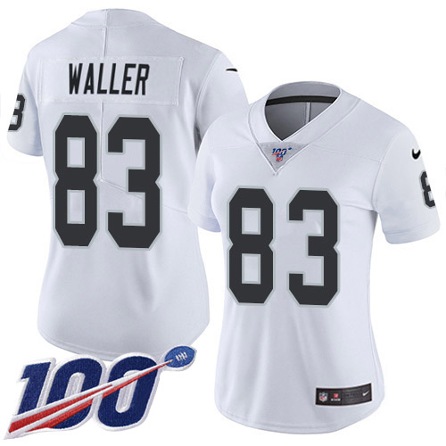 Nike Raiders #83 Darren Waller White Women's Stitched NFL 100th Season Vapor Limited Jersey