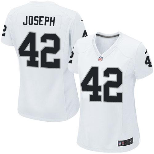 Nike Raiders #42 Karl Joseph White Women's Stitched NFL Elite Jersey