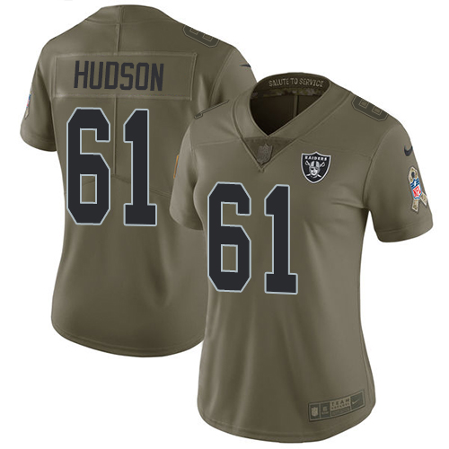 Nike Raiders #61 Rodney Hudson Olive Women's Stitched NFL Limited 2017 Salute to Service Jersey