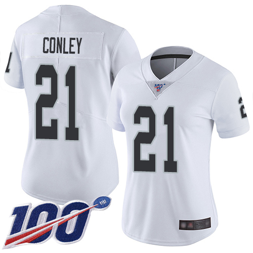 Nike Raiders #21 Gareon Conley White Women's Stitched NFL 100th Season Vapor Limited Jersey