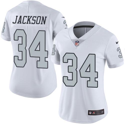 Nike Raiders #34 Bo Jackson White Women's Stitched NFL Limited Rush Jersey